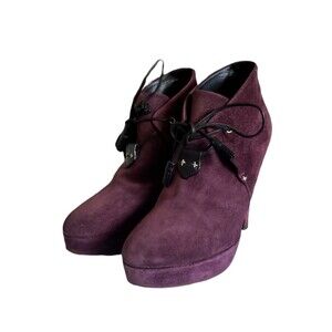 Rag & Bone Suede Purple Suede Lace Up Ankle Boots Women's Sz 7 Heels